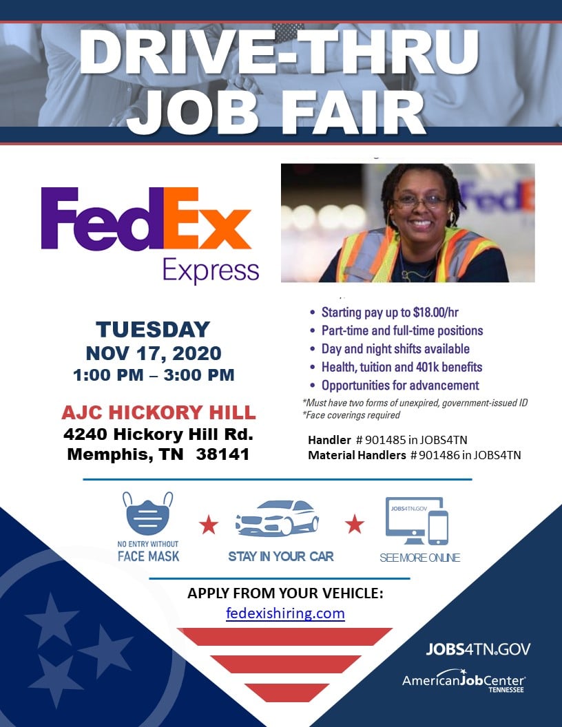 FedEx Express DRIVE THRU Job Fair NOV 17 2020_